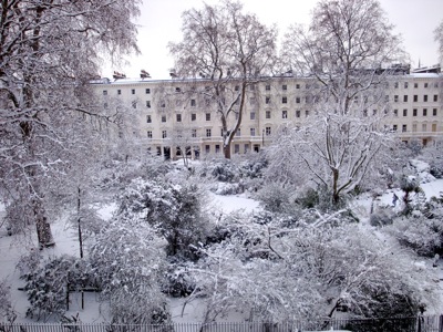 Eccleston Square covered with snow