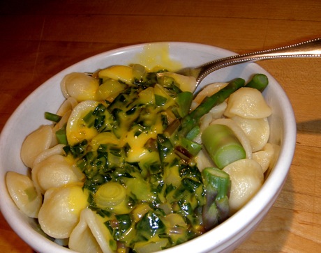 pasta with asparagus and ramp hollandaise
